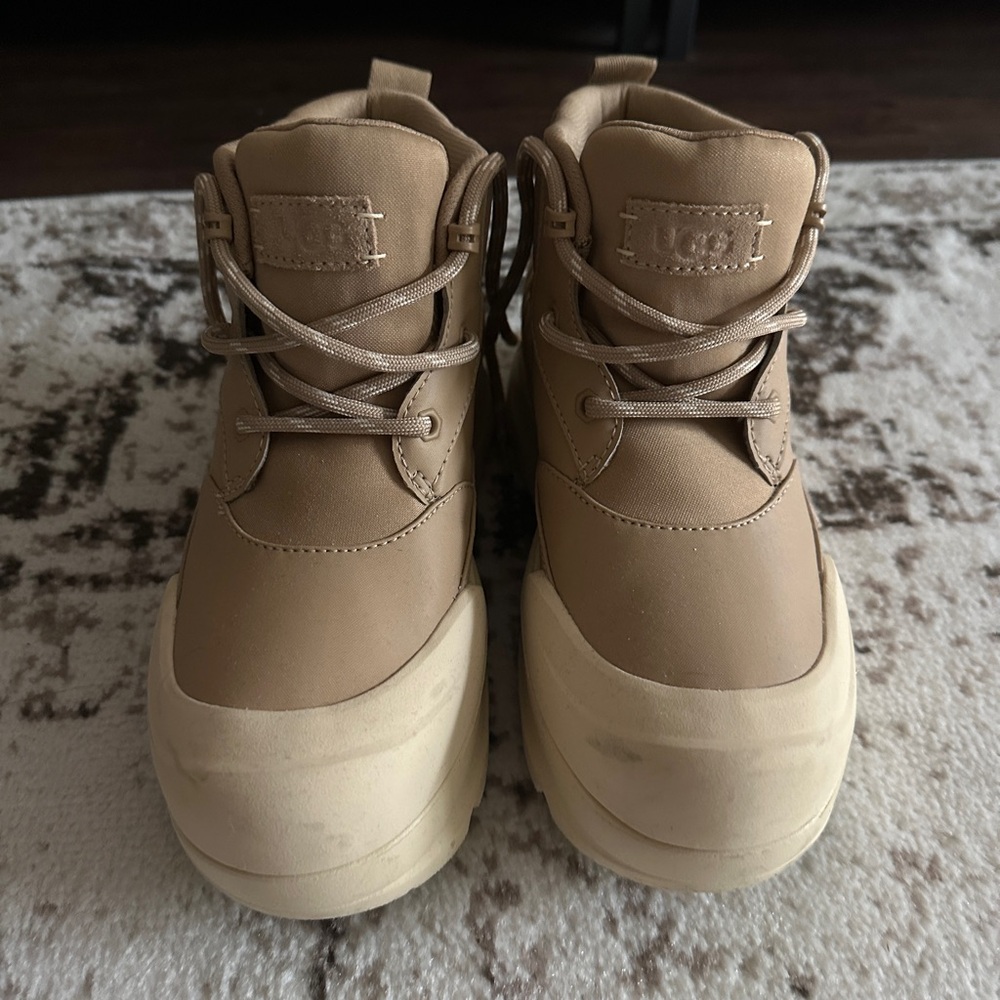 UGG Beige and Cream Platform Weather Boots